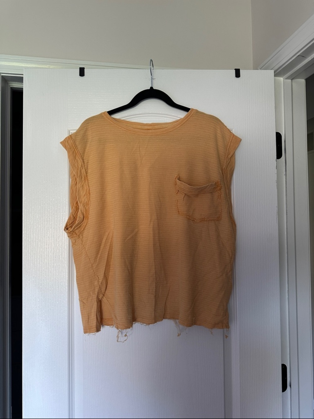 We The Free Washed Pocket Tank in Peach